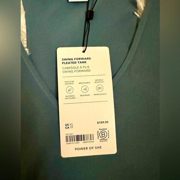 ATHLETA Swing Forward Pleated Tank, Deep Ocean Teal - Picture 7 of 8